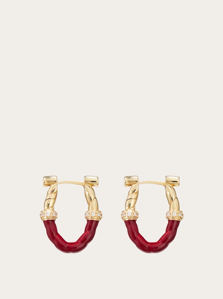 Boucle d'oreille cercle avec laque (S) Gallery image 1