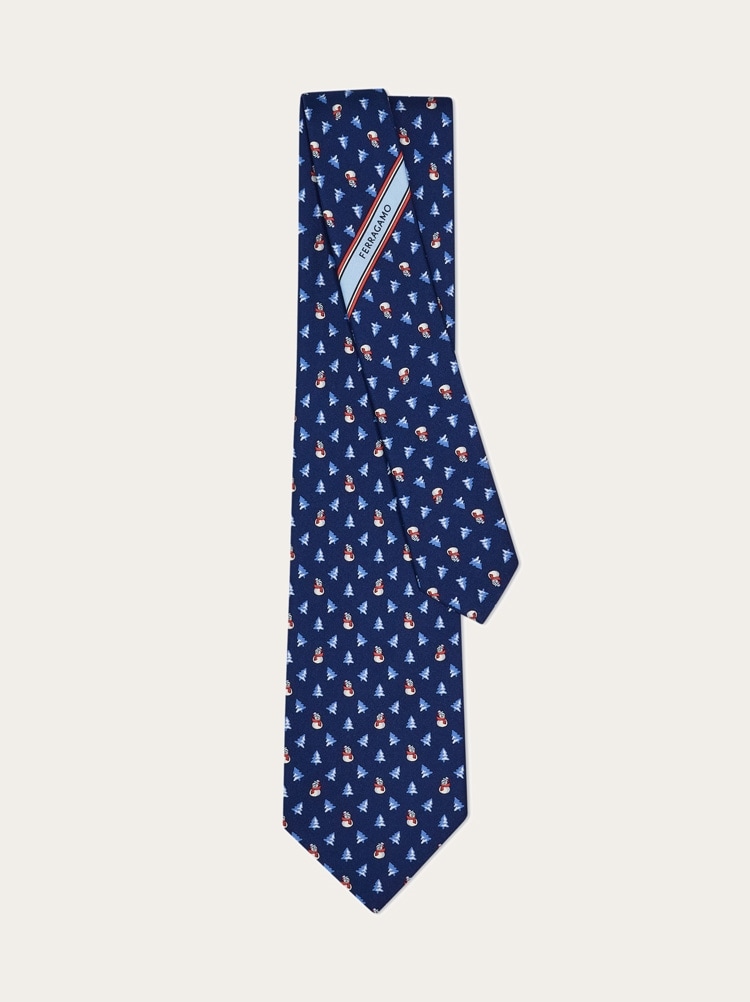 Christmas print silk tie Gallery image 3