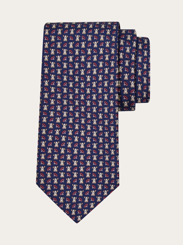 Fido print silk tie Gallery image 1