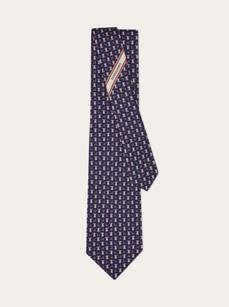 Fido print silk tie Gallery image 3