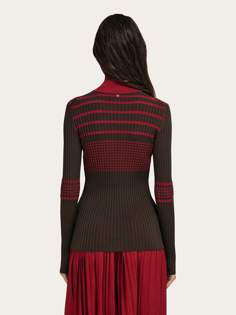 Viscose knitted turtleneck with stripe detail Gallery image 3