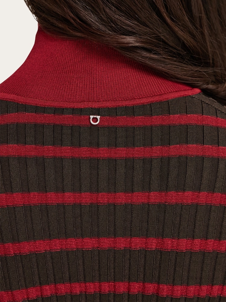 Viscose knitted turtleneck with stripe detail Gallery image 5