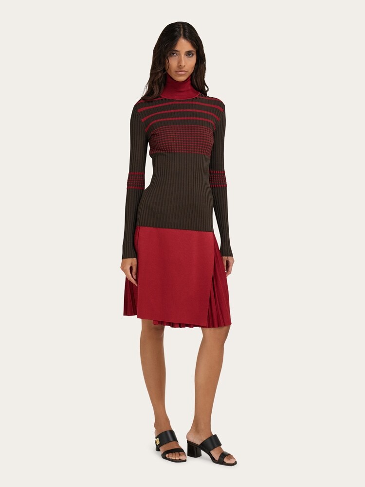 Viscose knitted turtleneck with stripe detail Gallery image 6