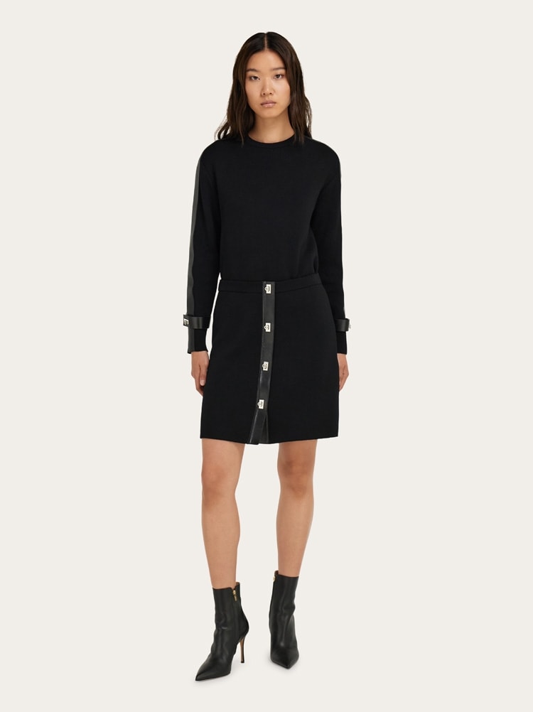 Jupe en tricot avec inserts en cuir Gallery image 7