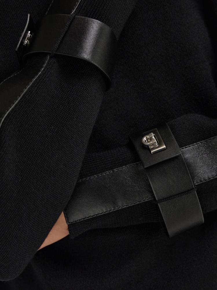 Pure wool sweater with leather details Gallery image 4
