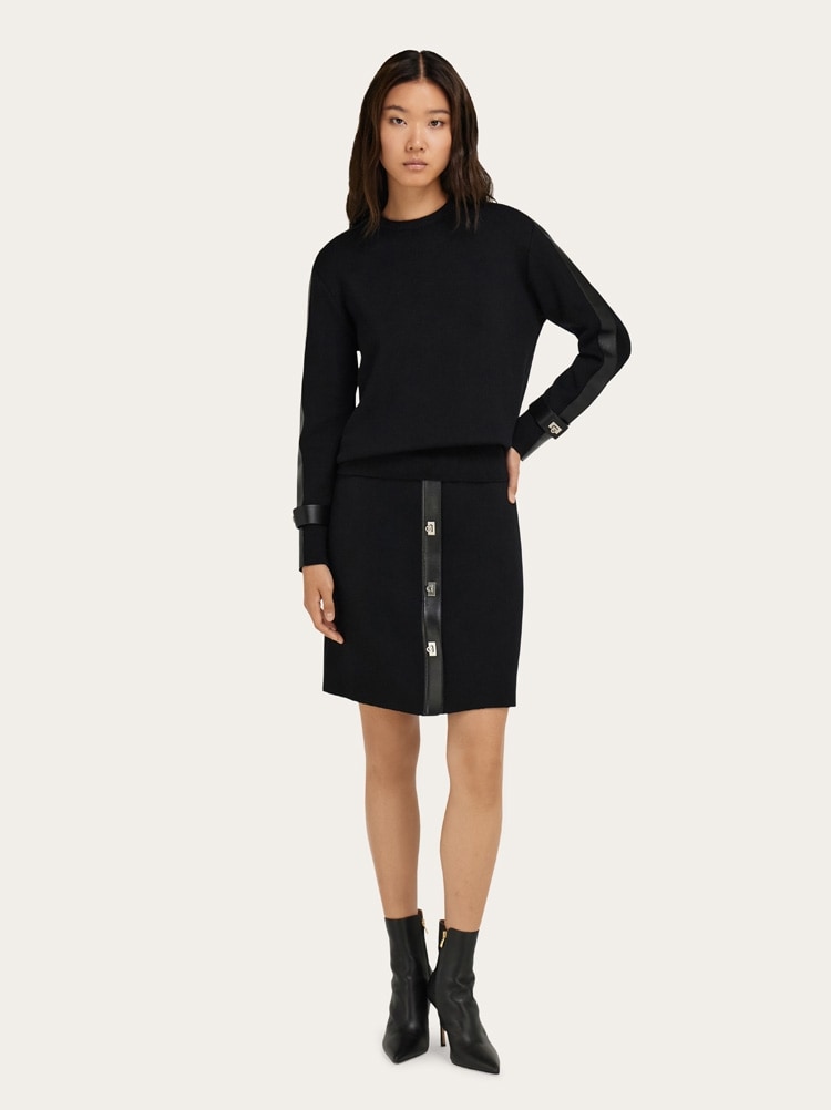 Pure wool sweater with leather details Gallery image 5
