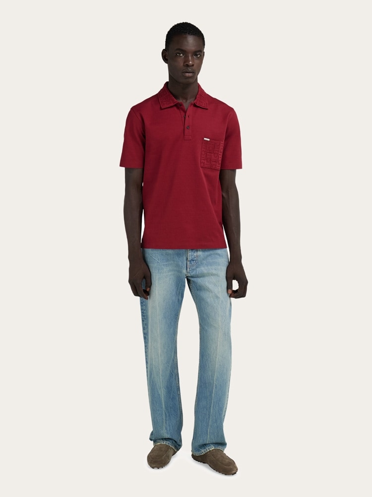 Short-sleeved polo shirt with pocket detail Gallery image 5