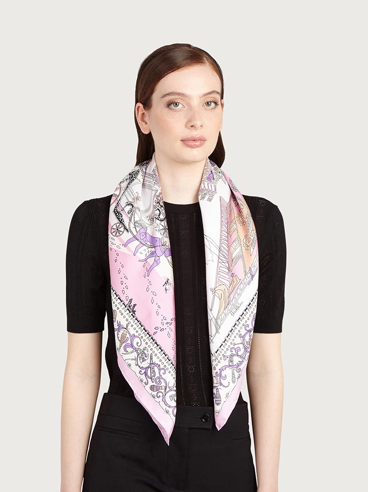 Palazzo Spini Feroni print silk foulard Gallery image 2