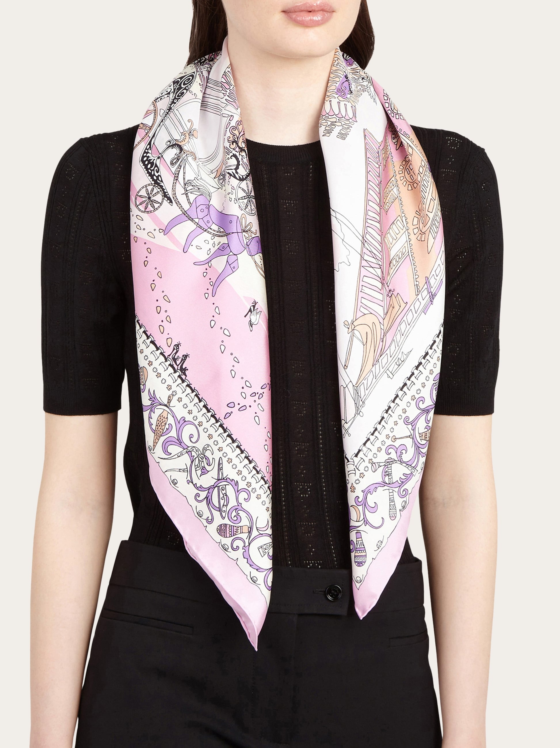 Palazzo Spini Feroni print silk foulard - Women | Ferragamo